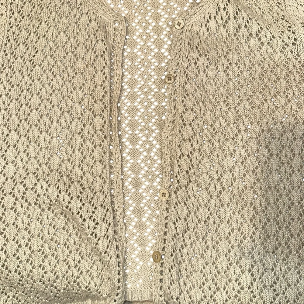 Abercrombie & Fitch Vintage Ramie Cotton Blend Knit Crochet Cardigan LARGE Y2K
